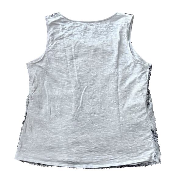 Coldwater Creek Shirt Womens XL Gray Cream Sequin Tank Top Stretch Elegant 16 - Picture 2 of 8